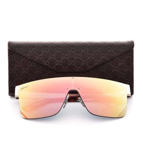 gucci red rimless sunglasses shield